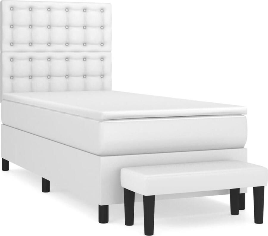 VidaXL -Boxspring-met-matras-kunstleer-wit-90x200-cm - Foto 3