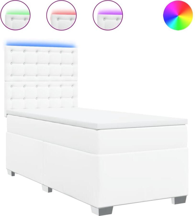 VidaXL Boxspring met matras kunstleer wit 90x200 cm