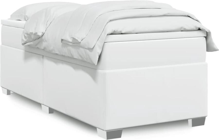 VidaXL Boxspring met matras kunstleer wit 90x200 cm - Foto 3