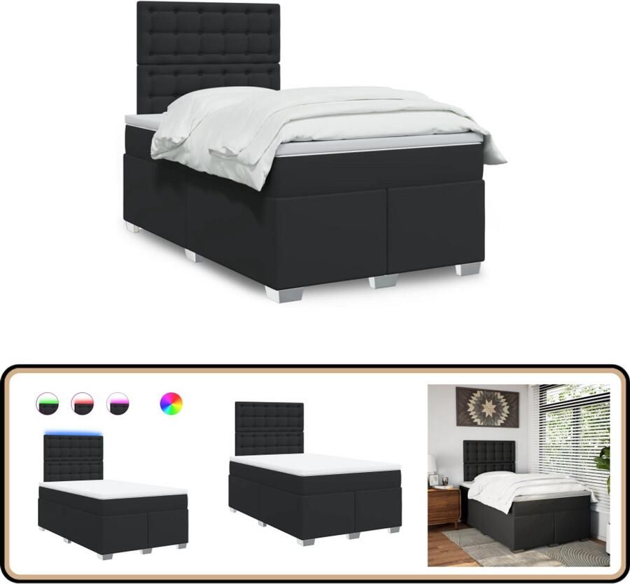 VidaXL Boxspring met matras kunstleer zwart 120x190 cm