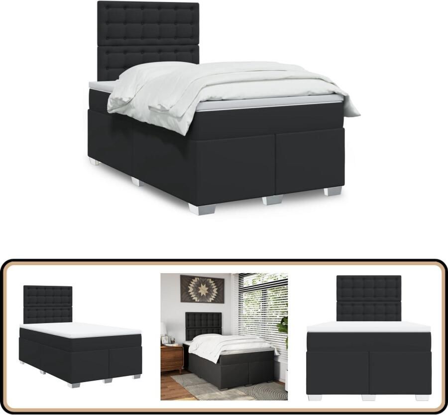 VidaXL Boxspring met matras kunstleer zwart 120x200 cm