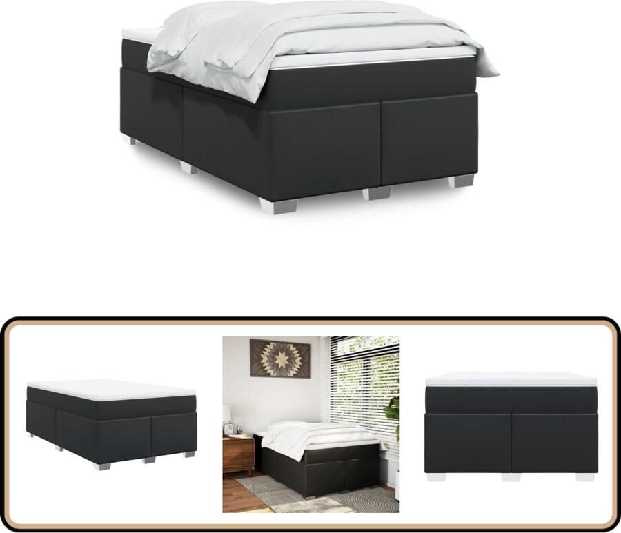 VidaXL Boxspring met matras kunstleer zwart 120x200 cm