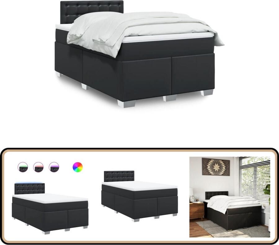 VidaXL Boxspring met matras kunstleer zwart 120x200 cm