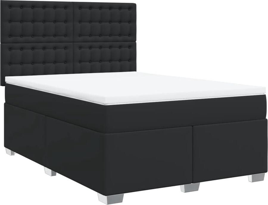 Vida XL Boxspring met matras kunstleer zwart 140x200 cm SKU: V3144608 - Foto 4