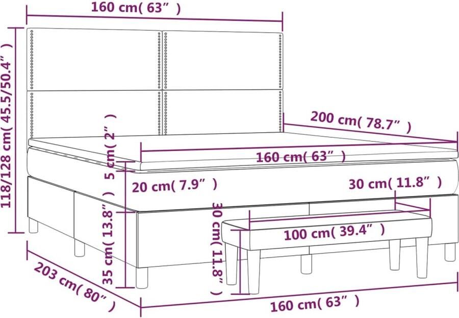 VidaXL Boxspring met matras kunstleer zwart 160x200 cm - Foto 2