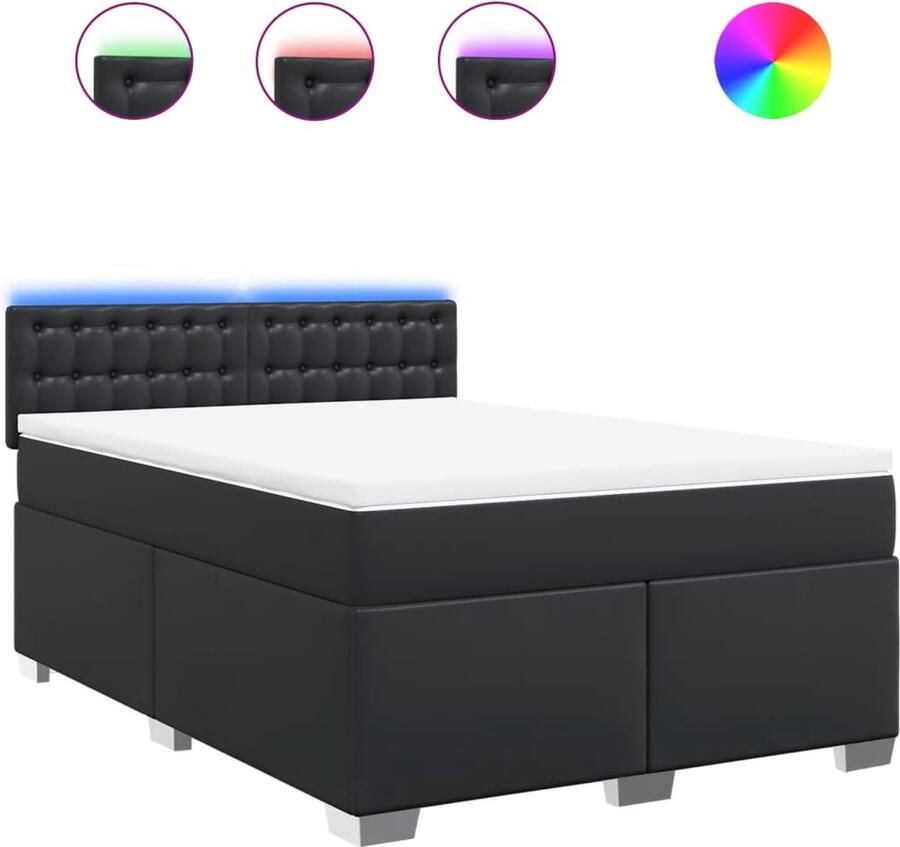 VidaXL Boxspring met matras kunstleer zwart 160x200 cm