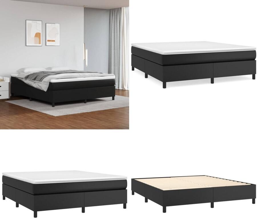 VidaXL Boxspring met matras kunstleer zwart 180x200 cm Boxspring Boxsprings Bed Slaapmeubel