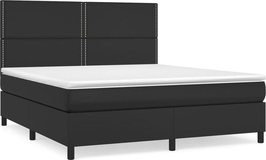 VidaXL -Boxspring-met-matras-kunstleer-zwart-180x200-cm - Foto 2