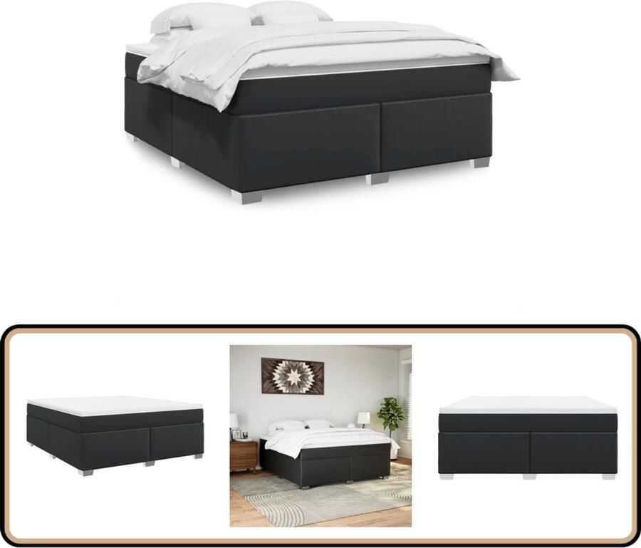 VidaXL Boxspring met matras kunstleer zwart 180x200 cm