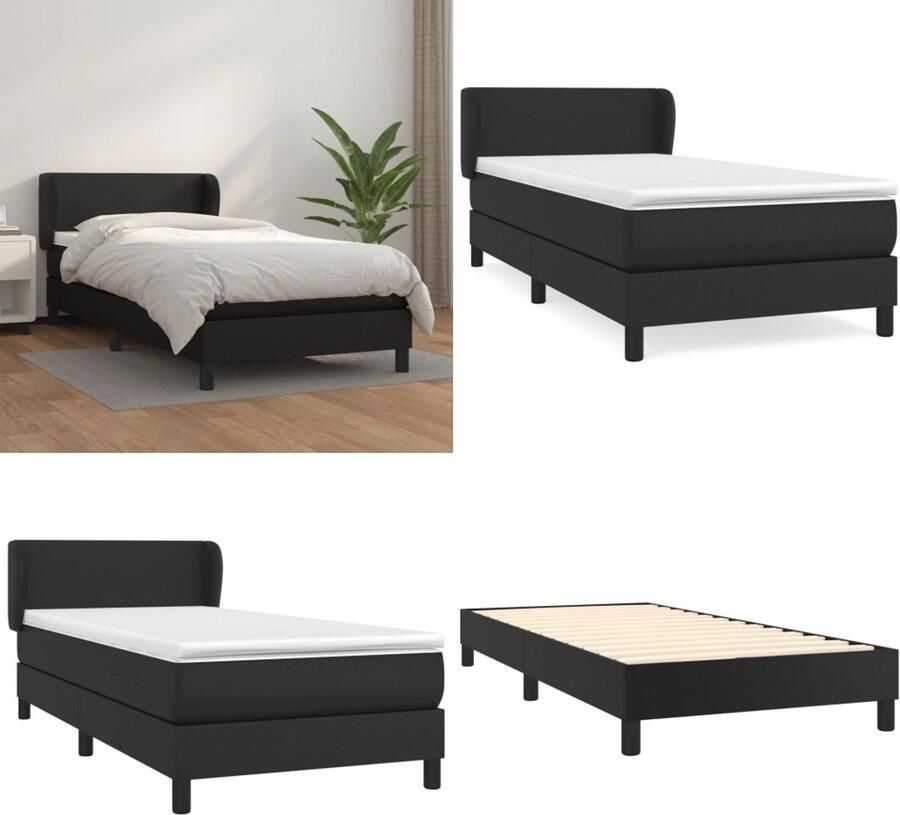 VidaXL Boxspring met matras kunstleer zwart 80x200 cm Boxspring Boxsprings Bed Slaapmeubel - Foto 2