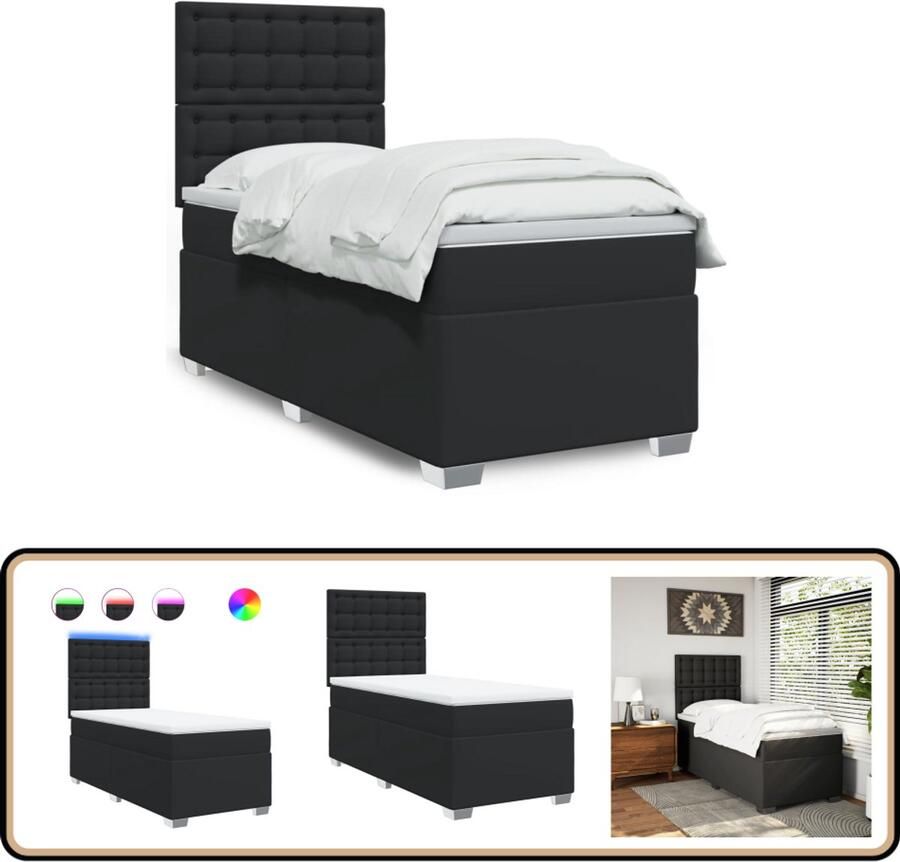 VidaXL Boxspring met matras kunstleer zwart 80x200 cm