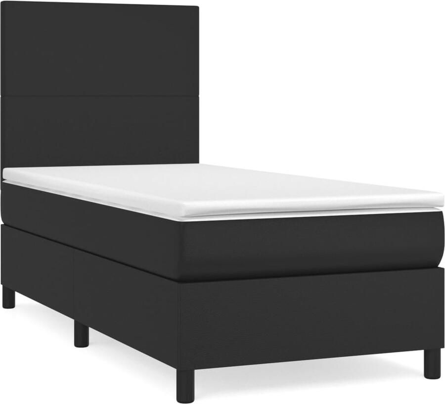 Vida XL Boxspring met matras kunstleer zwart 90x200 cm SKU: V3142761 - Foto 2
