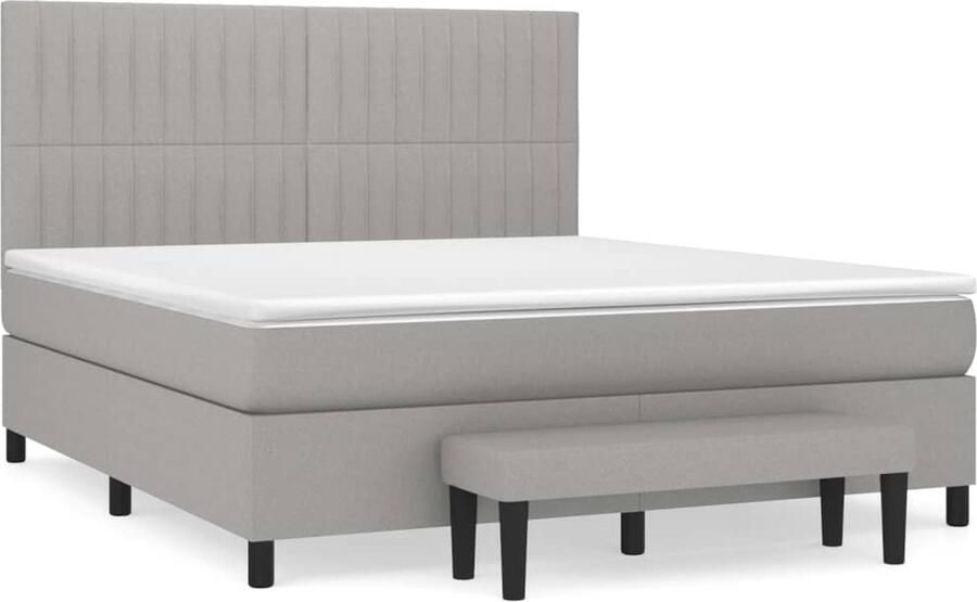VidaXL Boxspring Lichtgrijs 180x200 cm Inclusief Matras Boxspringbed Pocketvering Slaapkamerinrichting Tweepersoonsbed Grijs Bed Boxspring Bed Met Hoofdbord Luxe Bed - Foto 2