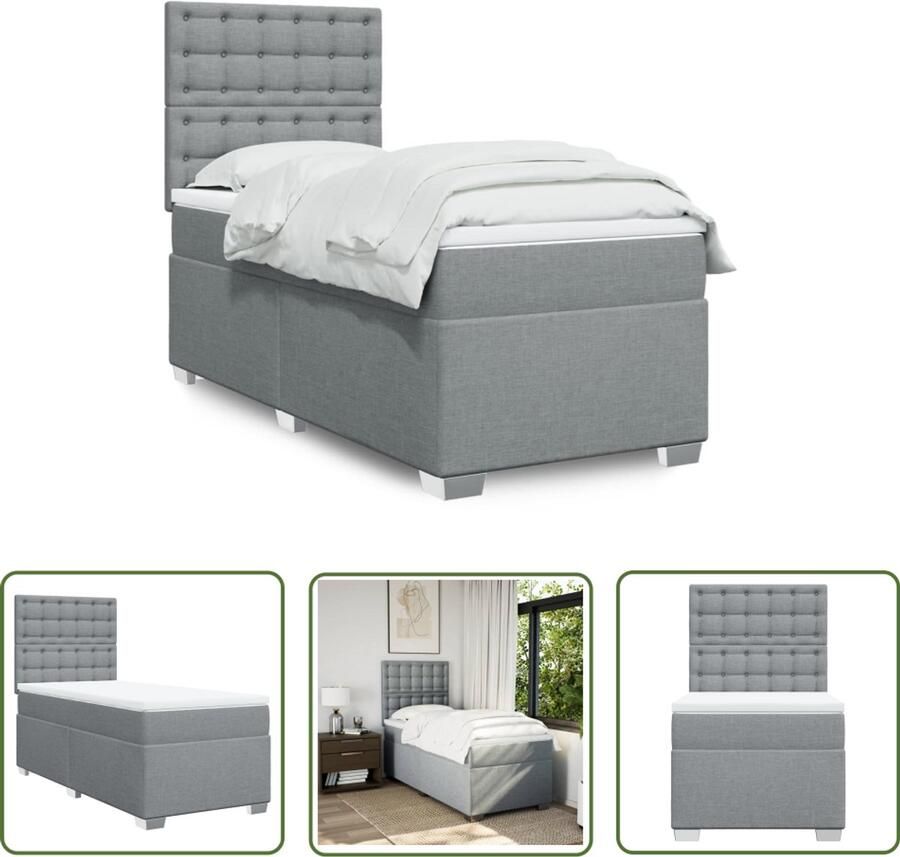 VidaXL Boxspring met matras Lichtgrijs 80x200 cm Boxspring Bed Frame Tweepersoonsbed Slaapcomfort Pocketed Verenmatras