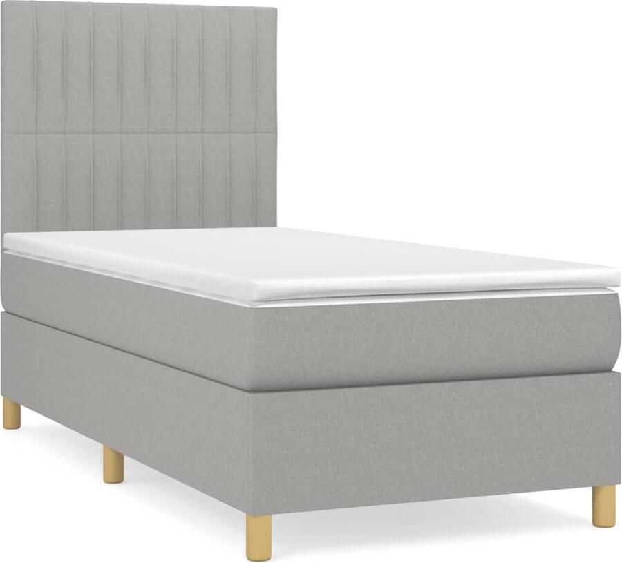 VidaXL Boxspring met matras Lichtgrijs 80x200 cm Boxspringbed Pocketvering Middenhard Boxspring Bed Slaapcomfort Slaapkamerdecoratie Tweepersoonsbed - Foto 2
