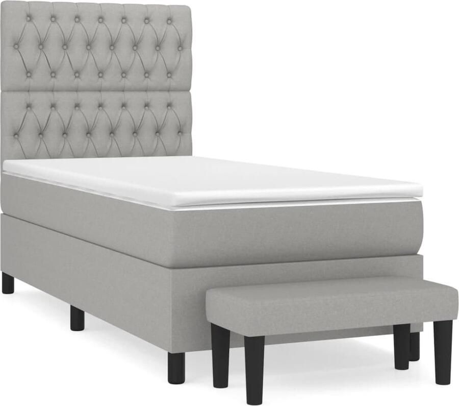 VidaXL Boxspring met matras Lichtgrijs 90x190 cm Boxspringbed Boxspring Tweepersoonsbed Slaapkamerinrichting Bed Kopen Ligcomfort Pocketveermatras Grijs Bed Modern Bed Budget Vriendelijk - Foto 2