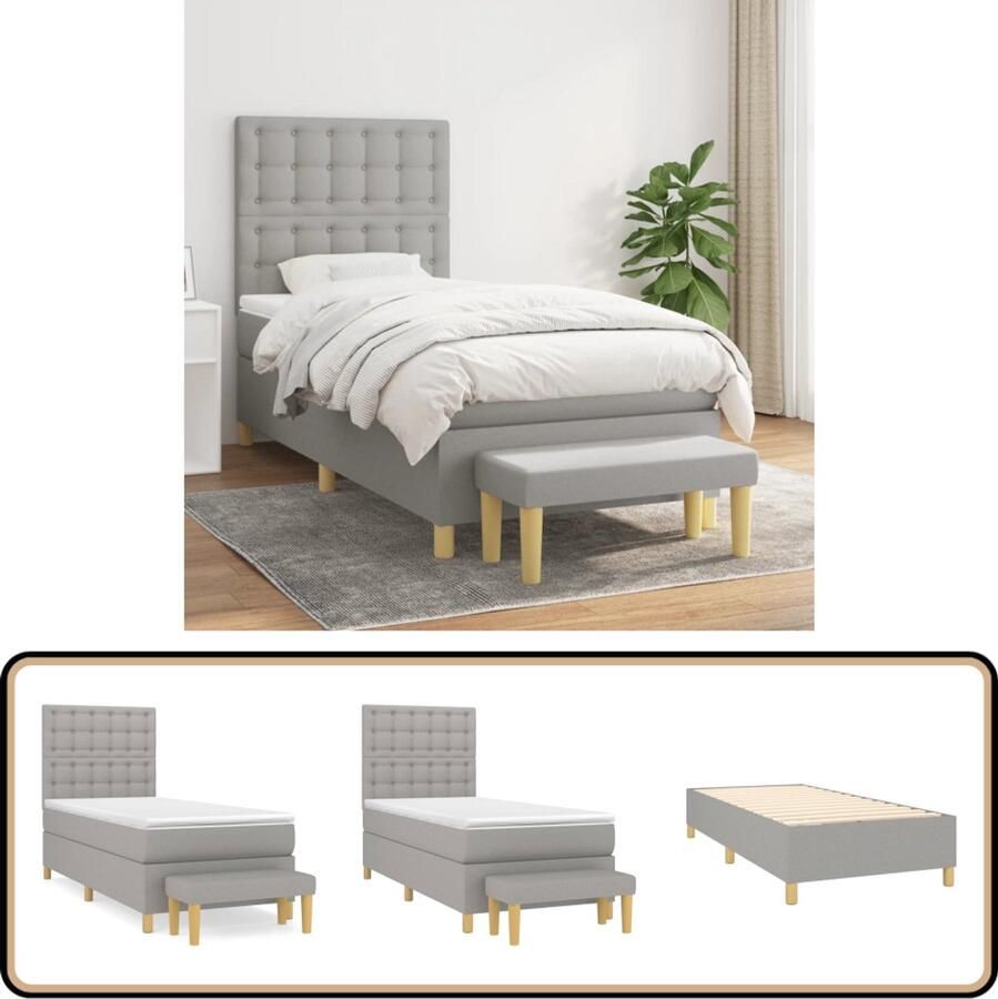 VidaXL Boxspring met matras Lichtgrijs 90x190 cm Boxspringbed Slaapcomfort Boxspring Tweepersoonsbed Slaapkamerinrichting