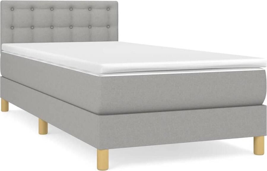 VidaXL Boxspring met matras Lichtgrijs 90x200 cm Boxspringbed Pocketveer Matras Duurzaam Bed Hoofdboard Slaapcomfort Comfortabel Bed Middelduur Bed - Foto 2