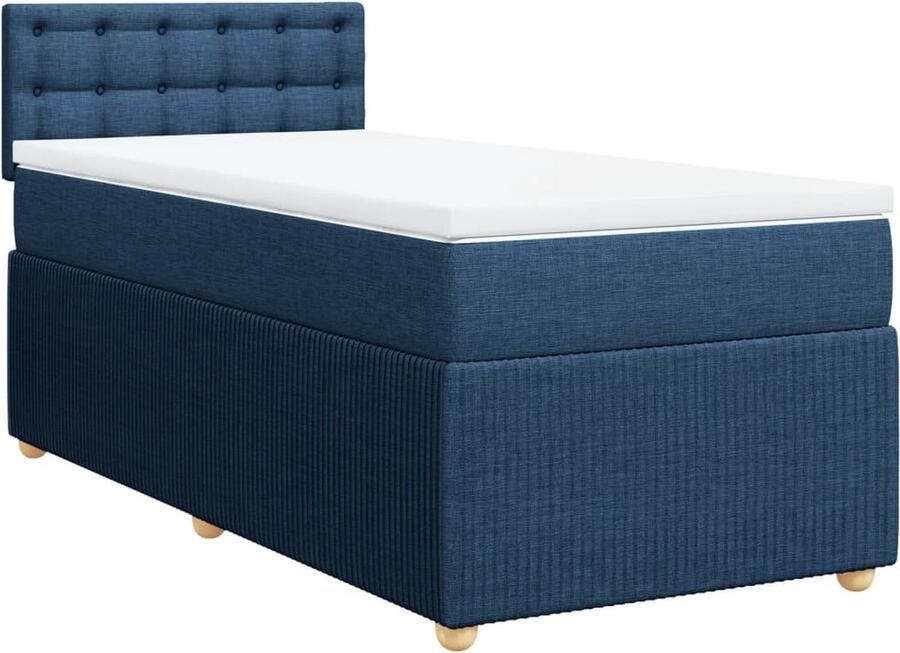 Vida XL Boxspring met matras stof blauw 90x200 cm SKU: V3144496 - Foto 5
