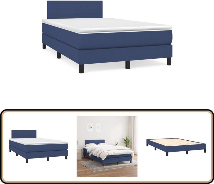 VidaXL Boxspring met matras stof blauw 120x190 cm