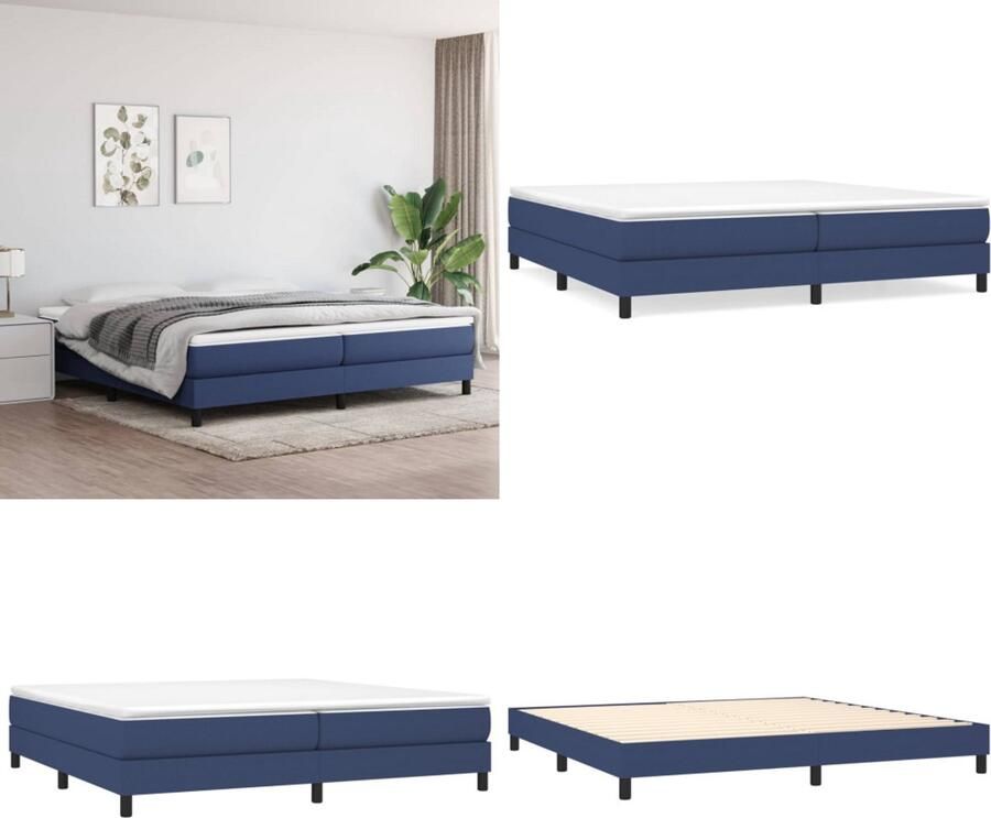 VidaXL Boxspringframe stof blauw 200x200 cm Boxspringframe Boxspringframes Bed Ledikant - Foto 2