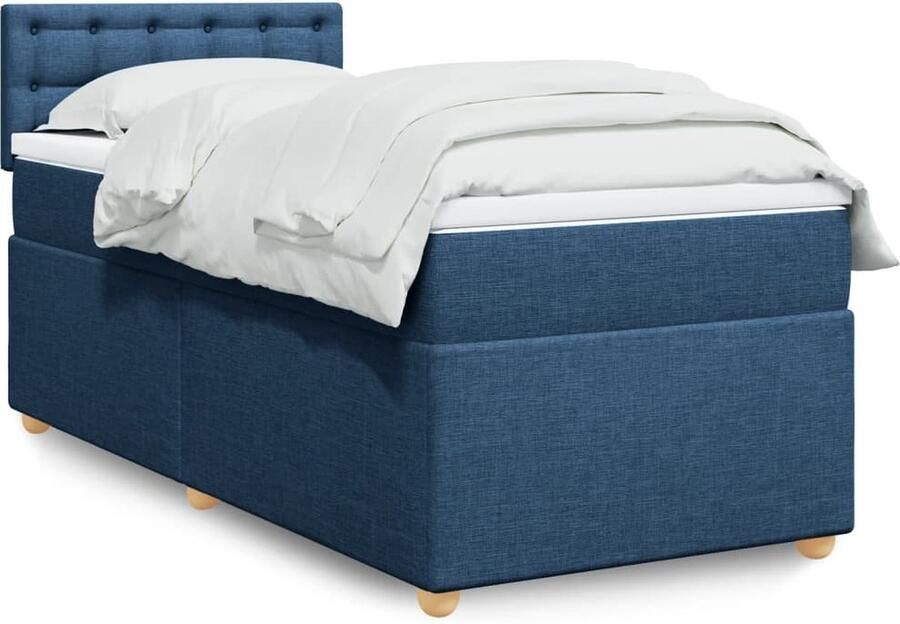 Vida XL Boxspring met matras stof blauw 90x200 cm SKU: V3144496 - Foto 6