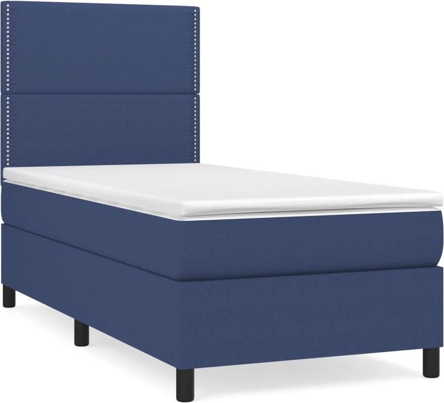 Vida XL Boxspring met matras stof blauw 90x200 cm SKU: V3144496 - Foto 3