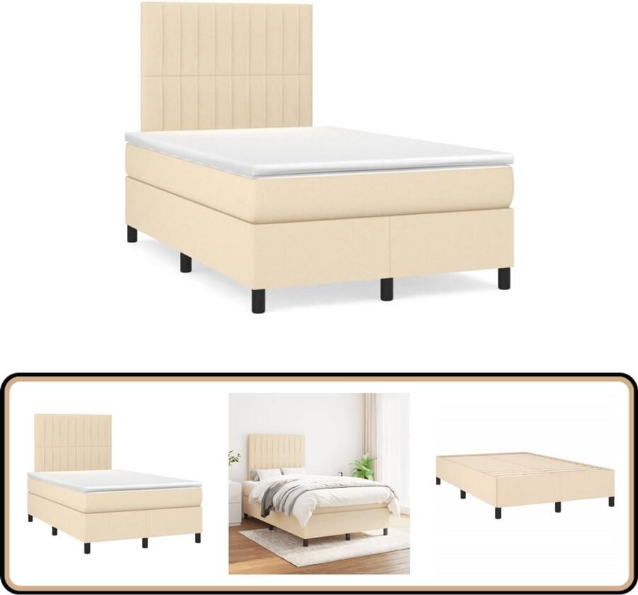 VidaXL Boxspring met matras stof crèmekleurig 120x190 cm