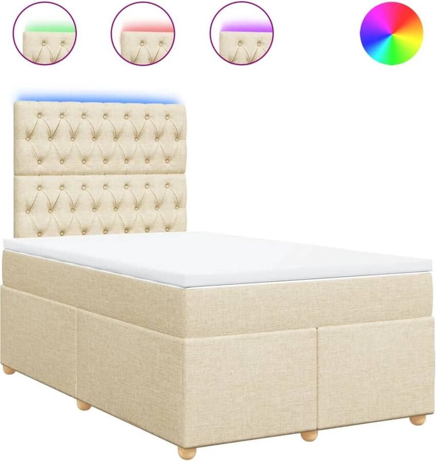 VidaXL Boxspring met matras Stof crèmekleurig 120x200 cm