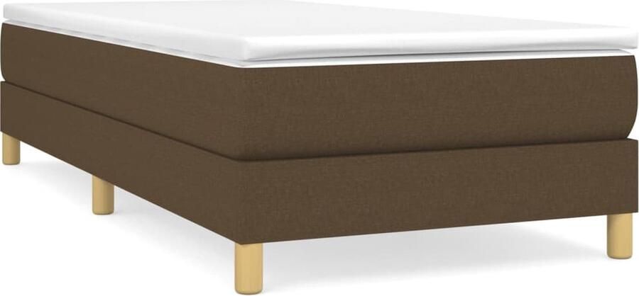 VidaXL Bedframe 90x200 cm Donkerbruin Stof Boxspring Frame Bedframe Donkere Houten Bed Tweepersoons Bed Slaapkamer Meubels Stoffen Bedframe Bruine Bedbank Comfortabel Bed Goedkope Bedbanken - Foto 2