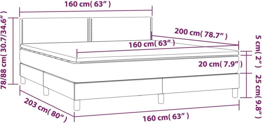 VidaXL Boxspring met matras kunstleer cappuccinokleurig 160x200 cm - Foto 4