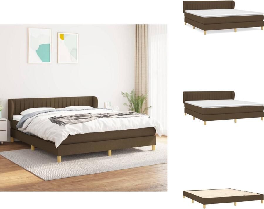 VidaXL -Boxspring-met-matras-stof-donkerbruin-160x200-cm - Foto 2