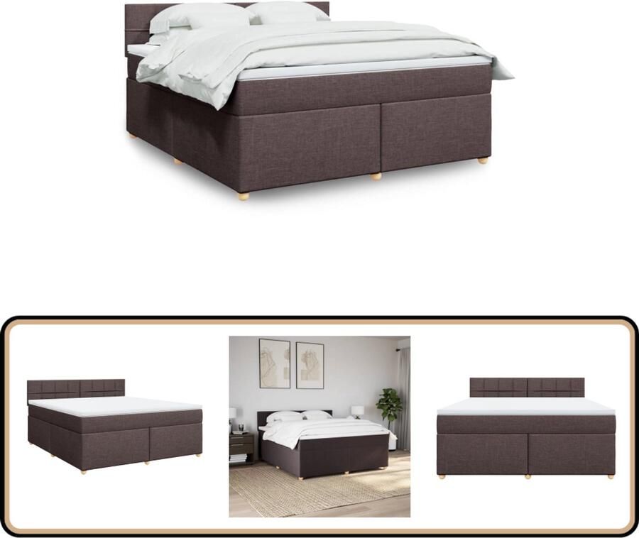 VidaXL Boxspring met matras stof donkerbruin 180x200 cm