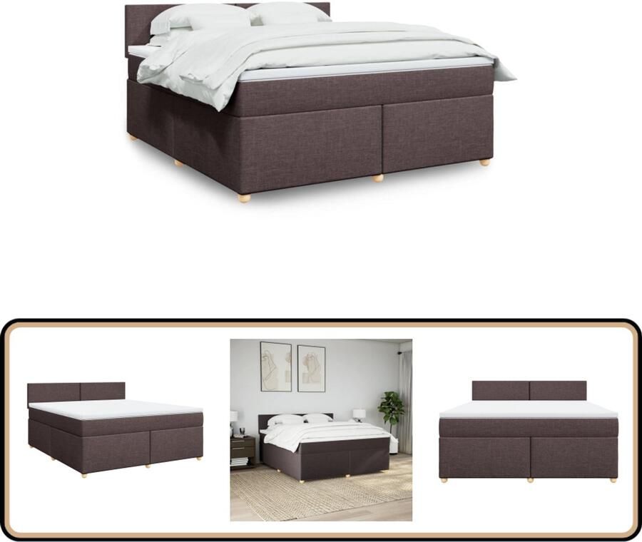 VidaXL Boxspring met matras stof donkerbruin 180x200 cm