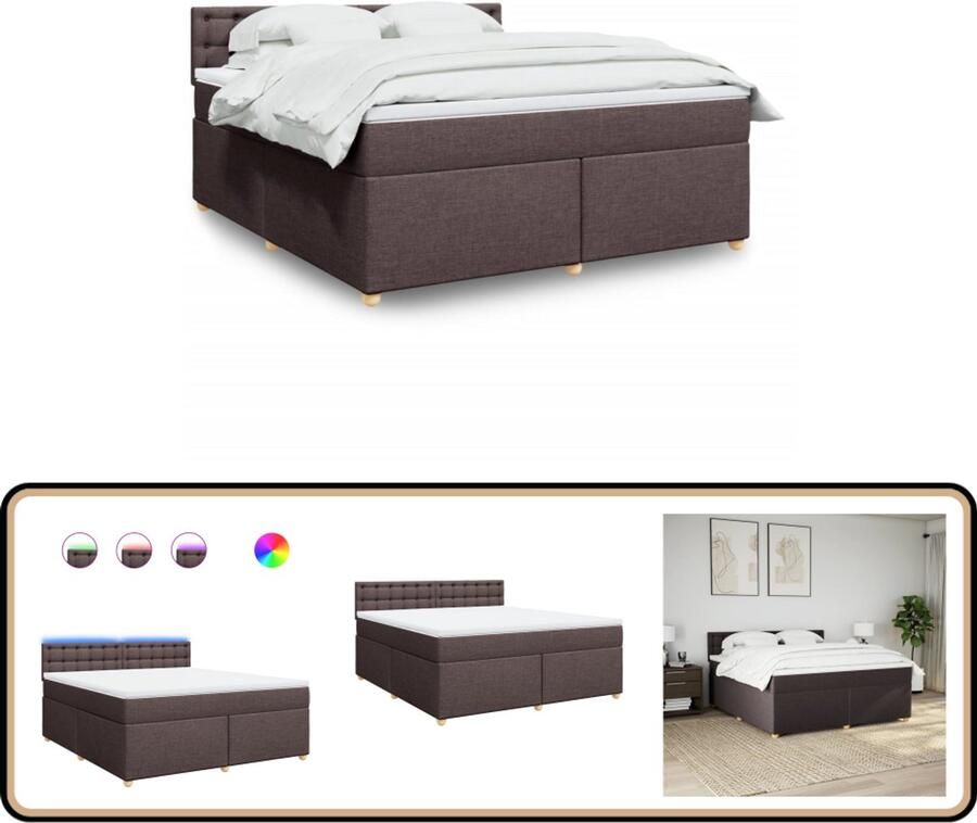 VidaXL Boxspring met matras stof donkerbruin 180x200 cm