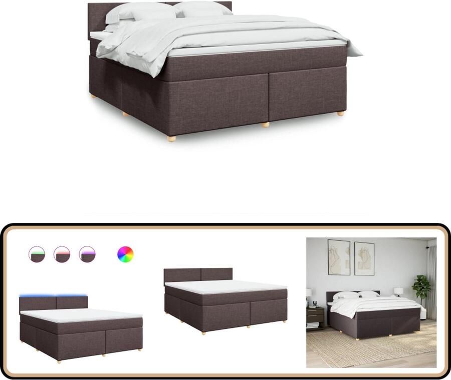 VidaXL Boxspring met matras stof donkerbruin 180x200 cm