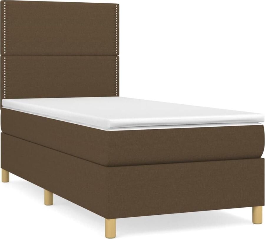 VidaXL Boxspring Stof Donkerbruin 80x200 cm Boxspringbed Donkere Bruine Boxspring Tweepersoons Bed Pocketveer Matras Boxspring Met Hoofdbord Slaapkamer Meubels - Foto 2