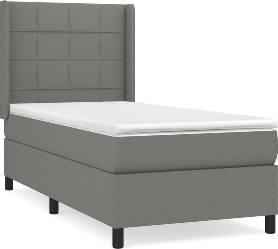 Vida XL Boxspring met matras stof donkergrijs 100x200 cm SKU: V3131650 - Foto 2