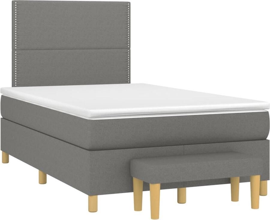 Vida XL Boxspring met matras stof donkergrijs 120x190 cm SKU: V3270377