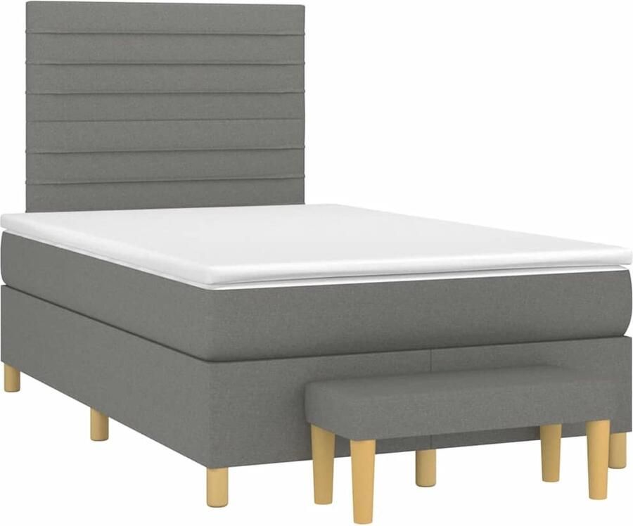 Vida XL Boxspring met matras stof donkergrijs 120x190 cm SKU: V3270377 - Foto 2