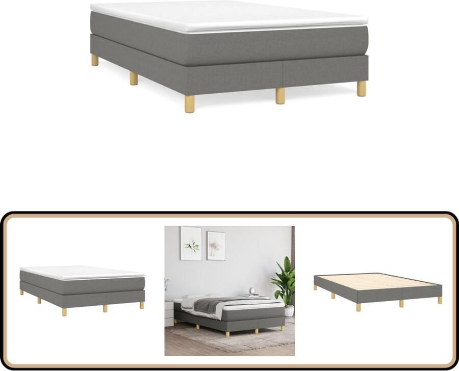 Vida XL Boxspring met matras stof donkergrijs 120x190 cm SKU: V3269658 - Foto 2