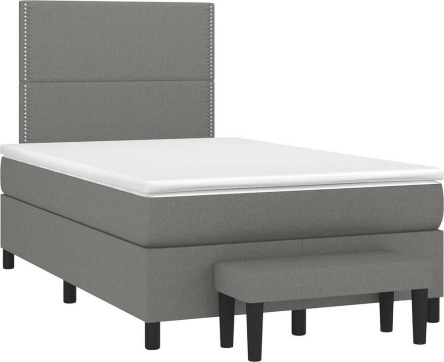 Vida XL Boxspring met matras stof donkergrijs 120x190 cm SKU: V3270377 - Foto 2