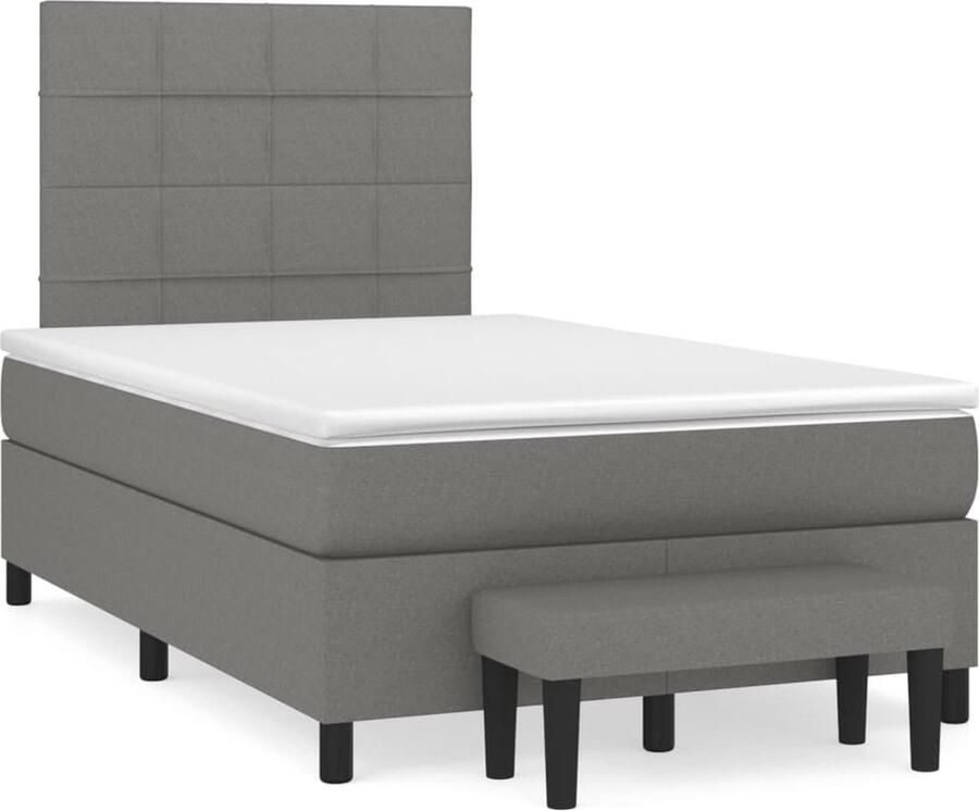 Vida XL Boxspring met matras stof donkergrijs 120x200 cm SKU: V3136822 - Foto 5