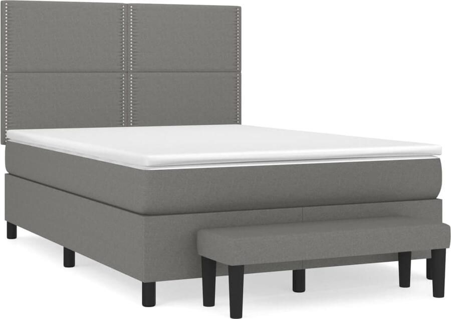 VidaXL Boxspring met matras 140x200 cm Donkergrijs Boxspringbed Slaapkamerinrichting Nachtmeubels Boxspring Tweepersoonsbed - Foto 2