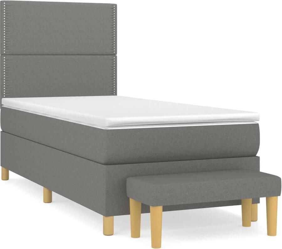 Vida XL Boxspring met matras stof donkergrijs 80x200 cm SKU: V3144376 - Foto 6