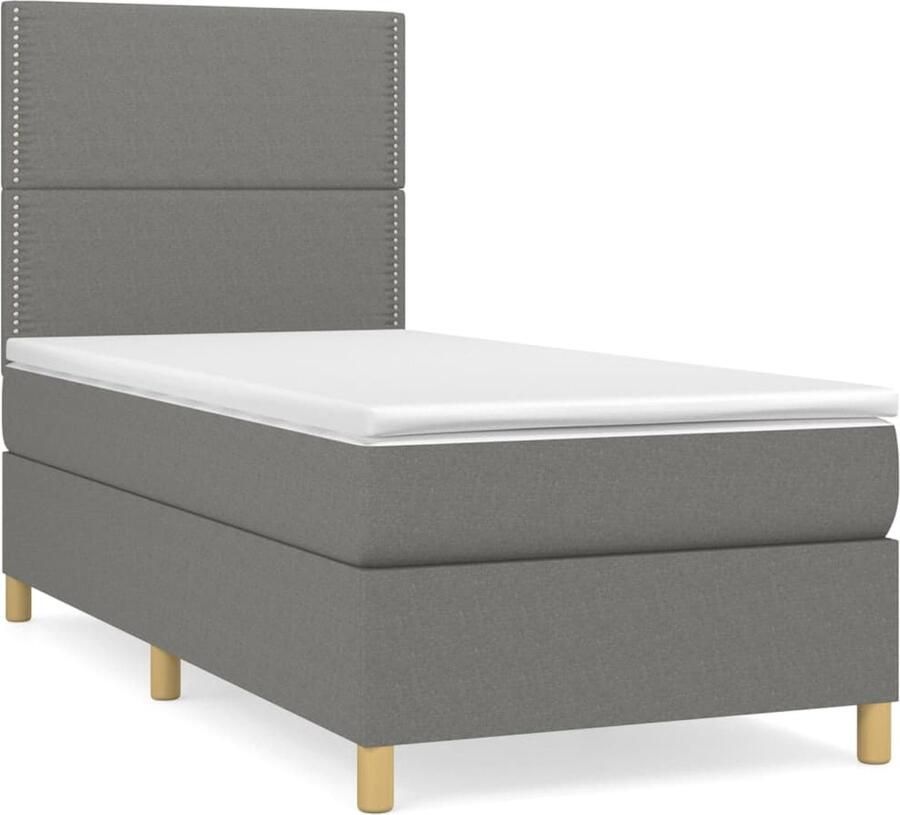 Vida XL Boxspring met matras stof donkergrijs 80x200 cm SKU: V3144376 - Foto 5