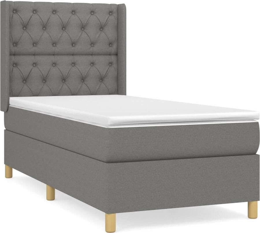 Vida XL Boxspring met matras stof donkergrijs 80x200 cm SKU: V3144376 - Foto 3