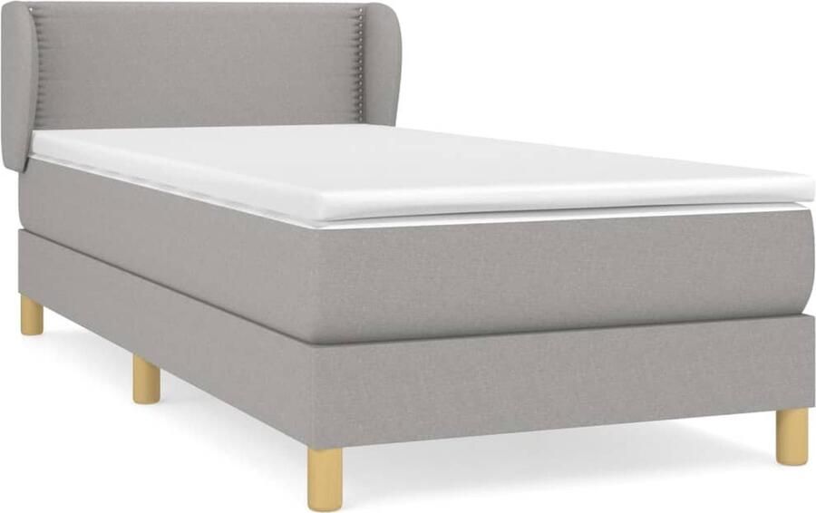 Vida XL Boxspring met matras stof lichtgrijs 100x200 cm SKU: V3126621 - Foto 5