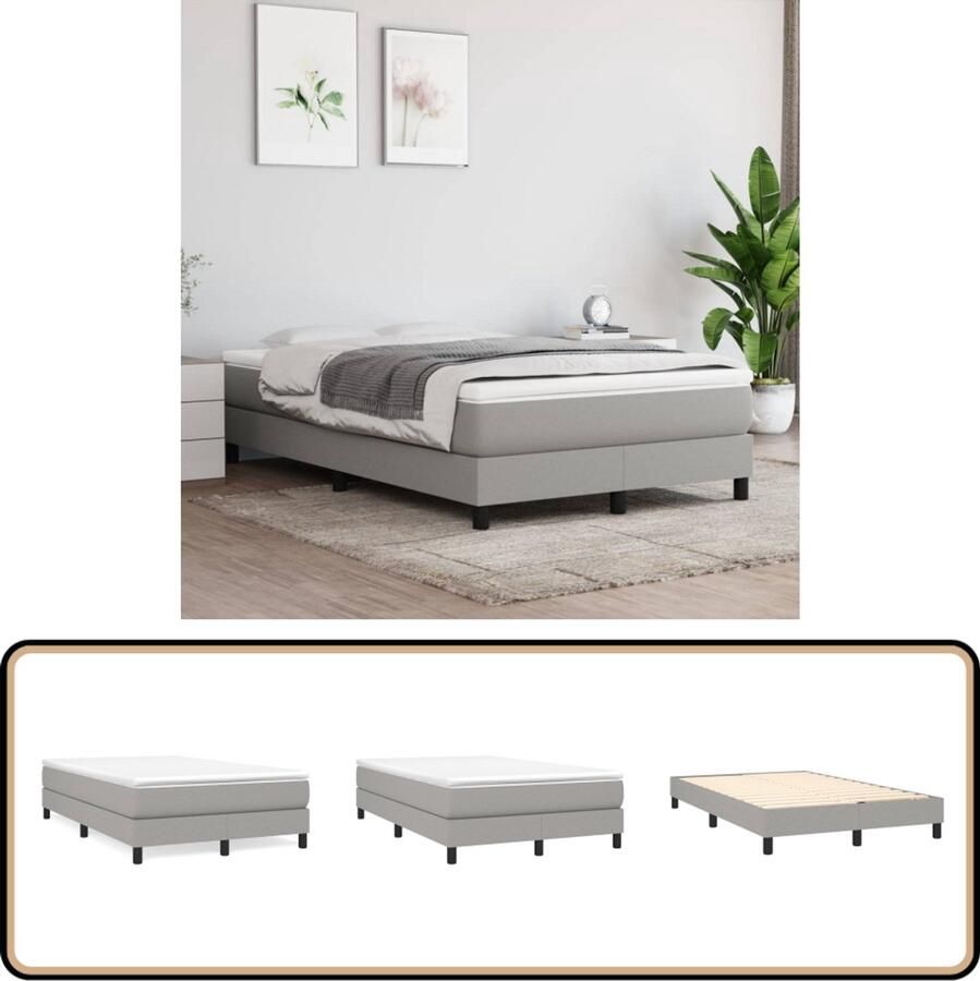 Vida XL Boxspring met matras stof lichtgrijs 120x200 cm SKU: V3144061 - Foto 2