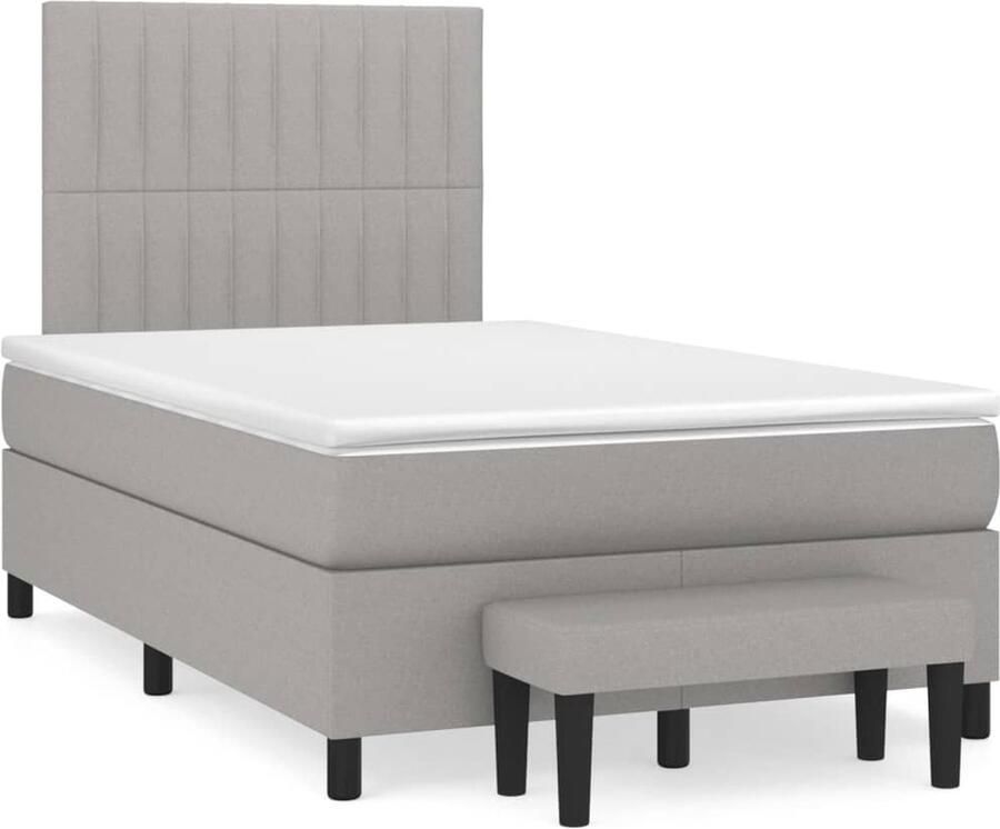 Vida XL Boxspring met matras stof lichtgrijs 120x200 cm SKU: V3136821 - Foto 3